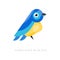 Illustration of himalayan bluetail. Colorful bird made from geometric figures. Simple icon in flat style. Vector design
