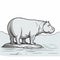 Illustration Of A Hippopotamus Standing On A Rock