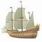 Illustration of a historic ship, vector drawing