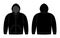 Illustration of hoodie , hooded sweatshirt , front zipper / black
