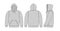 Illustration of hoodie hooded sweatshirt with side view / gray