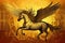 Horse with wings on a grunge background,  Design element