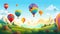 Illustration of hot air balloon festival banner. Generative AI