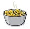Illustration of the hot boiled potato with a dill in the bowl