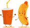 Illustration of a hot dog and a glass of soda.