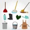 Illustration of House cleaning tools isolated