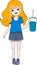 illustration of human activity, girl carrying a glass of delicious drink juice