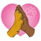 Illustration human hand holding a paw, heart, African descent