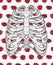 Illustration of human rib cage. Line art style. Boho vector