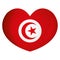 Illustration icon heart with flag of Tunisia. Ideal for catalogs of institutional materials