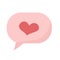 Illustration icon of pink message notification with heart.