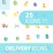 Illustration of icons delivery shopping flat styles