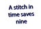 Illustration idiom write a stitch in time saves nine isolated in