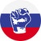 Illustration - The image of the fist icon and the flag of Russian Federation in a circle. Symbol of Russian protests.