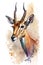 Illustration impala in watercolor. Animal on a white background, generative AI