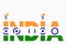 Illustration of India written with Indian National Flag colors. Tiranga 3 colors - Saffron White and Green with the navy blue