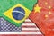 Illustration indicating the political conflict between Brazil-USA-China