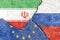 Illustration indicating the political conflict between Iran-EU-Russia