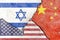 Illustration indicating the political conflict between Israel-USA-China