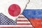 Illustration indicating the political conflict between Japan-USA-Russia