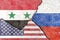 Illustration indicating the political conflict between Syria-USA-Russia