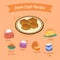 Illustration of ingredients traditional Indonesian snack kue lapis legit recipe vector design