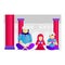 Illustration islamic father with kids girl and boy reading quran design vector