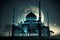 illustration of Islamic Mosque at night, Ramadan Time Generative AI