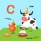 Illustration Isolated Alphabet Letter C-cow,chicken,cupcake