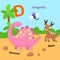 Illustration Isolated Alphabet Letter D-deer,dinosaur,dragonfly