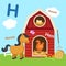Illustration Isolated Alphabet Letter H-hen,horse,house