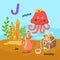 Illustration Isolated Alphabet Letter J-jar,jellyfish,jewelry