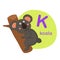 Illustration isolated alphabet letter k-koala