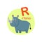 Illustration isolated alphabet letter r-rhino