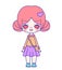 Illustration of isolated cute chibi Harajuku fashion girl