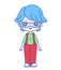 Illustration of isolated cute futuristic chibi character
