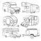 Illustration of isolated Hand Drawn, doodle Camper, car