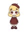 Illustration of isolated Japanese style kawaii cute chibi blonde girl