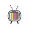 Illustration of isolated a retro tv with color screen on white vector illustration