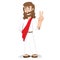 Illustration of Jesus Christ signaling peace and love, religion philosophy
