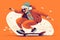 illustration of A joyful elderly woman skateboarding, embracing the concept of active aging and breaking stereotypes