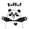 Illustration with joyful panda who shouts - Hello.