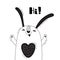 Illustration with joyful rabbit who shouts - Hi.