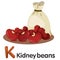 Illustration of k font with kidney beans