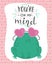 illustration of kawaii frog character with lettering You are on my mind. Valentine\\\'s day concept cartoon characters in love