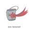 Illustration of kick the bucket idiom