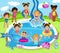 Illustration of Kids Having a Pool Party.