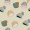 Illustration of knitted beanies seamless pattern on beige background