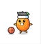 Illustration of kumquat cartoon is playing basketball
