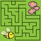 Illustration with a labyrinth `bee and flowers`.